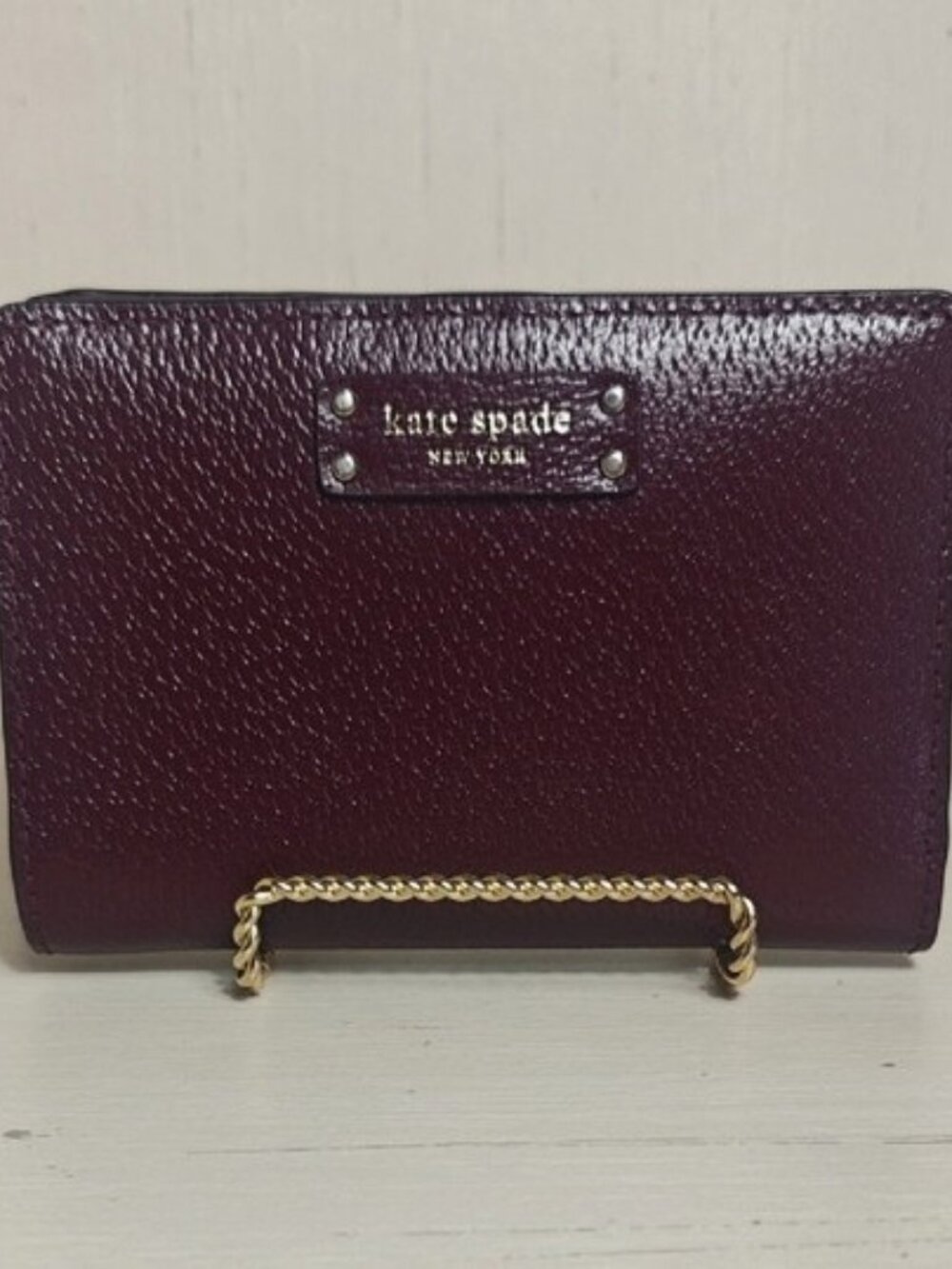 Kate Spade Wallet Medium Bifold Burgundy Pebble Leather